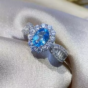 BELLA BOX онлайн-трансляция знаменитостей в прямом эфире, новый продукт, моделирование небесно-голубого топаза, полный бриллиант, простое открывающееся кольцо с темпераментом, женское кольцо Adjustable Opening синий