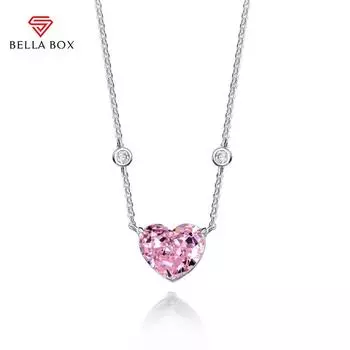 Bella Box ослепительное сердце циркониевое ожерелье для женщин романтические свадебные аксессуары простое стильное ожерелье для девочек модные ювелирные изделия в подарок 45cm розовый