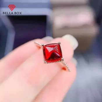 Bella Box ослепительные циркониевые женские кольца романтический квадратный красный камень обручальное кольцо подарок на день Святого Валентина для влюбленных модные украшения Adjustable Opening