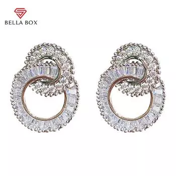 BELLA BOX ослепительные кристаллы циркона в форме 8 женских серег-гвоздиков модные украшения для свадебной вечеринки офисные женские универсальные серьги белый