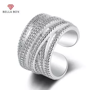 BELLA BOX открывающиеся кольца изменяемого размера для женщин с цирконом, ювелирные изделия для помолвки, подарок Adjustable Opening