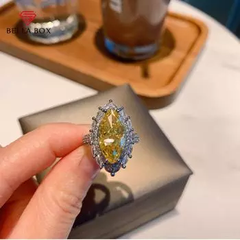Bella Box персонализированные великолепные овальные кольца желтые элегантные открывающиеся кольца для женщин с цирконом для свадьбы, помолвки и вечеринки, изысканные ювелирные изделия, подарок жёлтый