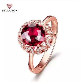 BELLA BOX полые открытые кольца с имитацией рубина для женщин с цирконом, ювелирные изделия для помолвки и вечеринки, подарок Opening красный