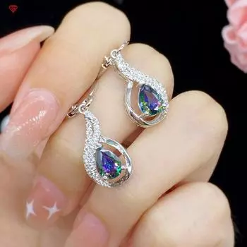 BELLA BOX популярные серьги с радужным топазом и бриллиантами, женские европейские и американские серьги в форме капли воды для девушки, подарок на День святого Валентина фиолетовый