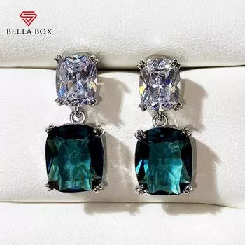BELLA BOX популярные женские висячие серьги с подушкой, циркон, простые элегантные женские серьги, обручальные, свадебные, модные украшения синий