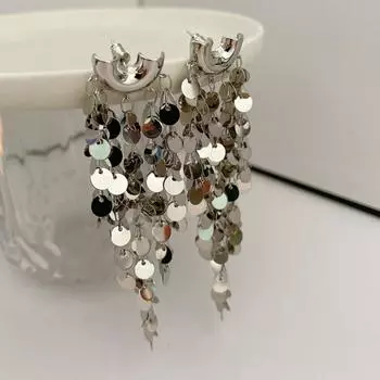 BELLA BOX преувеличенные блестки в виде рыбьей чешуи персонализированные серебряные серьги-подвески для женщин повседневные праздничные модные ювелирные изделия a pair белый