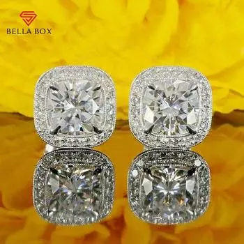 BELLA BOX простой дизайн, серебряные женские серьги-гвоздики с прозрачным камнем CZ, свадебные трендовые ювелирные изделия вечности белый