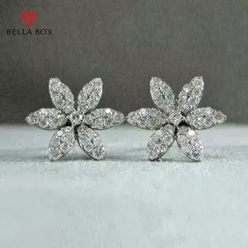 BELLA BOX простые стильные серьги-гвоздики с цветком для подростков, блестящий белый циркон, изысканный подарок для любви, пирсинг для ушей, женские украшения