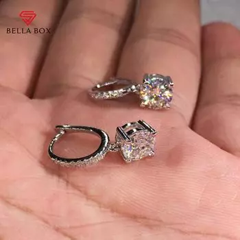 BELLA BOX простые стильные висячие серьги-кольца для женщин AAA белый цирконий модные универсальные женские украшения