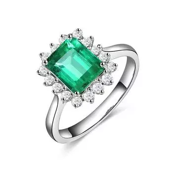 BELLA BOX Прямоугольные Кольца Для Женщин Циркон Помолвка Изысканные Ювелирные Изделия Подарок Adjustable Opening зелёный