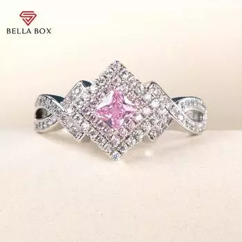Bella Box ярко-розовые кольца с цирконием для коктейльной вечеринки, женские блестящие циркониевые серебряные цветные великолепные женские аксессуары, модные ювелирные изделия 6 розовый