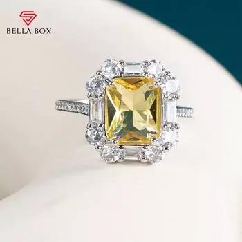 Bella Box ярко-желтые женские кольца с цирконом, элегантные аксессуары для вечеринки, свадьбы, годовщины, подарок, эффектные ювелирные изделия 6 жёлтый