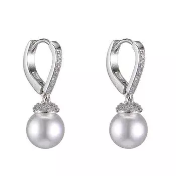 BELLA BOX Rament Simulation Of Natural Freshwater Pearl Pearl Beads Full Of Diamond Ear Buckle Female Elegant Earrings Party Gifts ярко-розовый