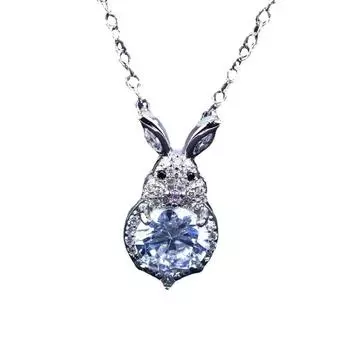 BELLA BOX Рекомендация знаменитостей из Интернета Зодиакальный кролик Имитация муассанита Ожерелье Подходит для женской свадебной вечеринки Модные украшения белый