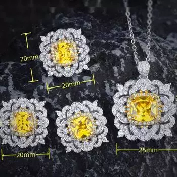 BELLA BOX ретро мода цветок танзанин синий и желтый дрель комплект ювелирных изделий подходит для женского банкета вечеринка модные украшения No.1 синий