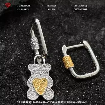 BELLA BOX ретро мода золото и серебро цвет блок Тан трава узор серьги Love Bear подходит для женщин повседневные вечерние модные украшения