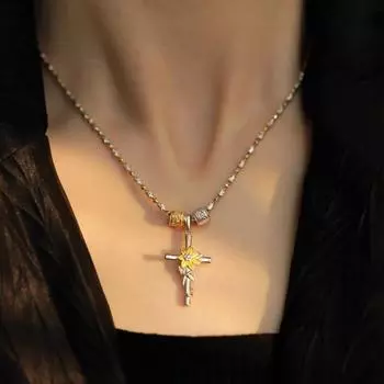 BELLA BOX Ретро посеребренный золотой подсолнух крест кулон подходит для женщин повседневные вечерние модные украшения