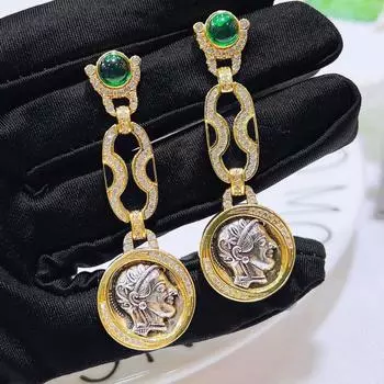 BELLA BOX Ретро стеклянный трехмерный рельефный портрет антикварные серьги-подвески в виде монеты подходят для женских выпускных вечеринок модные украшения