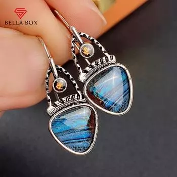 BELLA BOX Ретро женские серьги черного, серебряного цвета, древний стиль для винтажной вечеринки, дизайн с принтом, уникальные женские украшения для ушей