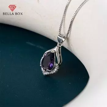Bella Box Роман Дизайн Женское Ожерелье Фиолетовый Цирконий Уникальные Аксессуары Для Вечеринки Необычный Подарок Девушка Эффектные Ювелирные Изделия 45cm фиолетовый