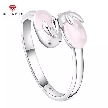 Bella Box романтический сладкий кролик розовые кристаллы открытые кольца для женщин аксессуары для помолвки крошечные нежные ювелирные изделия Resizable розовый