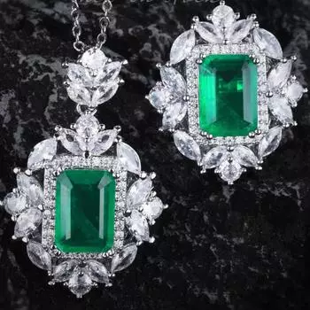 BELLA BOX Роскошь с хлопком изумрудного цвета имитация зеленого сверла открытый цвет сокровища набор подходит для женщин свадебный банкет одежда No1. зелёный/изумрудный