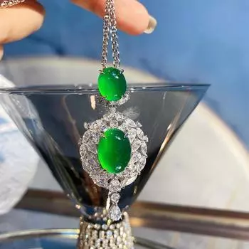 BELLA BOX роскошная цепочка для ключицы из халцедона с высоким ледяным отливом и двойным яичным изумрудом, подходящая для повседневной женской вечеринки, модные ювелирные изделия зелёный