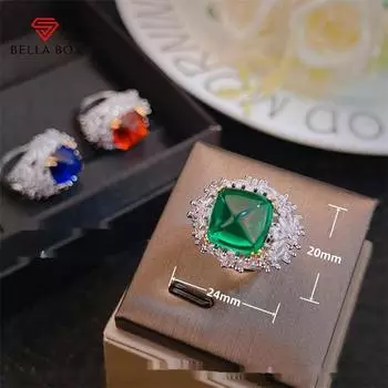 BELLA BOX Роскошное антикварное культурное изумрудное кольцо цвета сахарного тауэра, подходящее для женской повседневной вечеринки, модные ювелирные изделия Adjustable Opening синий