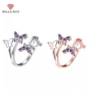 BELLA BOX Роскошное кольцо для женщин, свадебное, помолвочное, женские подарки, ювелирные изделия Resizable розового золота