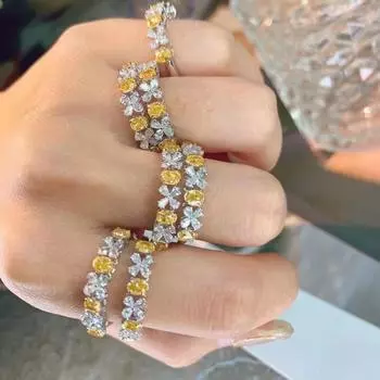 BELLA BOX Роскошное кольцо из белого золота с каплями воды и четырьмя листами клевера, цвет яйца, подходит для повседневной женской вечеринки, модных ювелирных изделий Adjustable Opening