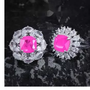 BELLA BOX Роскошное кольцо из искусственного циркония в стиле тяжелой промышленности с натуральным хлопком рубинового цвета, подходящее для женского свадебного банкета, ювелирные изделия высокого класса No.1 красный