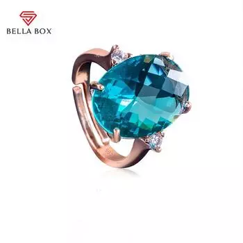 Bella Box Роскошное овальное кольцо с камнем для женщин в стиле ретро, подарок на день рождения Resizable синий