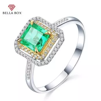 BELLA BOX Роскошное женское кольцо с квадратным цирконом, очаровательное ювелирное изделие, свадебное помолвочное кольцо Resizable зелёный