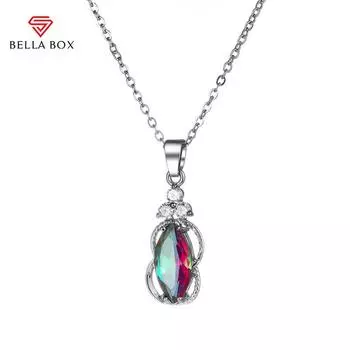 Bella Box Роскошное женское ожерелье на годовщину свадьбы, разноцветное циркониевое серебро, цепочка на шею, Красота, модные ювелирные изделия на день рождения 45cm