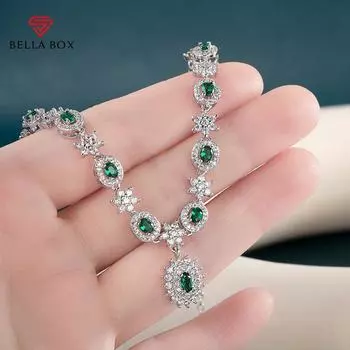 Bella Box Роскошное женское ожерелье зеленого цвета для свадьбы, помолвки, изысканные стильные аксессуары, эффектные украшения на шею 45cm зелёный