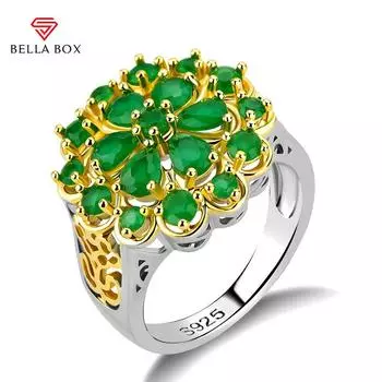 Bella Box Роскошные Изумрудные Двухцветные Гальванические Цветочные Кольца Форма Леди Кольца Для Танцевальной Вечеринки Эффектные Ювелирные Изделия Для Женщин 6 зелёный