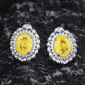 BELLA BOX Роскошные Изысканные Желтые Ледяные Кристаллы Серьги-гвоздики Полные Дверные Серьги-гвоздики Подходят Для Женщин, Свадебных Вечеринок, Модные Украшения a pair