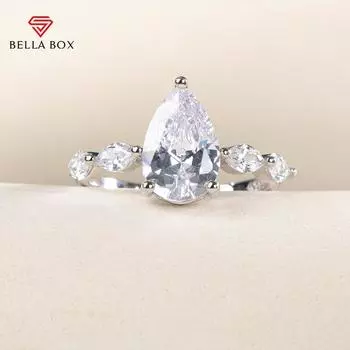 Bella Box Роскошные кольца с цирконом в форме груши для женщин, свадебные украшения, модные вечерние аксессуары для пальцев, романтический подарок 6 белый