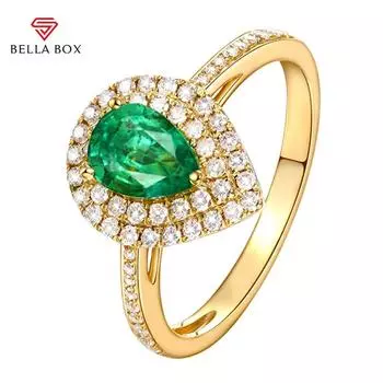BELLA BOX Роскошные открытые кольца с зеленым цирконом для женщин, кольца с подвесками в виде капель воды, свадебные и помолвочные ювелирные изделия Resizable зелёный
