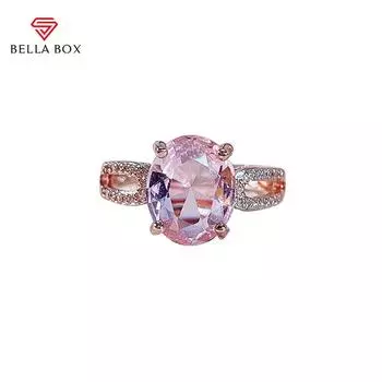 BELLA BOX Роскошные овальные женские открытые кольца с розовым цирконом, модные женские ювелирные украшения для свадьбы и помолвки Resizable розовый