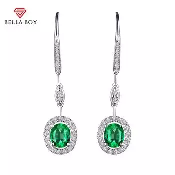 BELLA BOX Роскошные овальные женские серьги с зеленым цирконием, классические серьги-капли, ювелирные изделия для свадьбы, помолвки синий