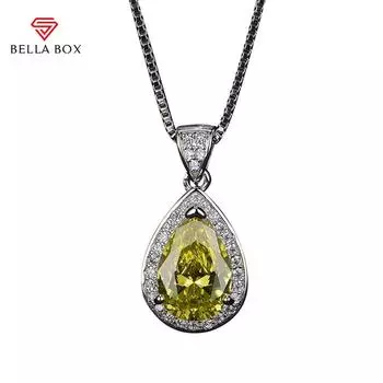 BELLA BOX Роскошные ожерелья с подвеской из циркона для женщин, очаровательные желтые, розовые, белые драгоценные камни, свадебные украшения для помолвки розовый