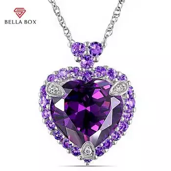 BELLA BOX роскошные ожерелья с подвеской в форме сердца для женщин фиолетовые модные свадебные помолвочные украшения розовый кружевной