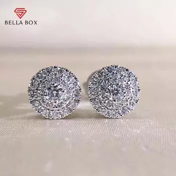 BELLA BOX Роскошные серьги-гвоздики для женщин с цирконием, повседневная одежда, простые универсальные аксессуары, серьги-гвоздики для подростков, классические ювелирные изделия белый