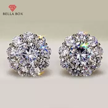 BELLA BOX, роскошные серьги-гвоздики с кубическим цирконием AAA для женщин, элегантные аксессуары, повседневные носимые украшения для вечеринок, юбилей, любовь, подарки белый