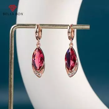 BELLA BOX Роскошные серьги-подвески розового цвета для женщин, серьги с кубическим цирконием и каплями воды, высококачественные ювелирные изделия a pair красный
