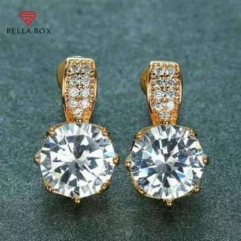 BELLA BOX роскошные серьги золотого цвета для женщин, модный дизайн, новые серьги-гвоздики для свадьбы, помолвки, вечеринки, женские модные ювелирные изделия