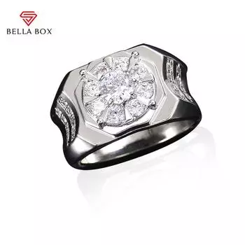 Bella Box Роскошные серебряные круглые кольца с цирконом для мужчин, классическое кольцо для свадебной церемонии, ослепительные мужские аксессуары, ювелирные изделия Patry 7 белый