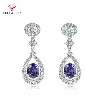 BELLA BOX Роскошные свадебные висячие серьги для свадьбы с инкрустацией из кубического циркония, современные женские висячие серьги, ювелирные изделия