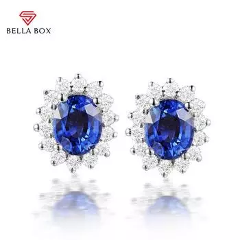 BELLA BOX Роскошные темпераментные серьги принцессы Дианы с имитацией натурального сапфира и бриллиантами, украшенные цветными драгоценными камнями, свадебные серьги синий